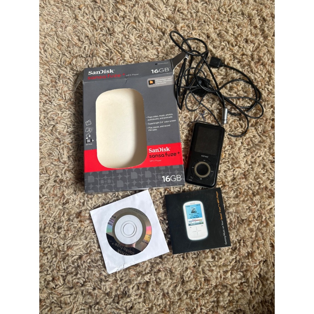 SanDisk Sansa Fuze e280 MP3 Player 8GB Black Box Accessories UNTESTED